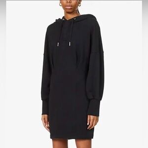Like new! Ba&sh Varan Cotton-blend Black Hoodie Dress with Gold Accents Sz XS